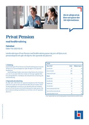 Erbjudanden av Banker i Täby | Privat pension - faktablad de Länsförsäkringar | 2023-10-08 - 2023-12-16