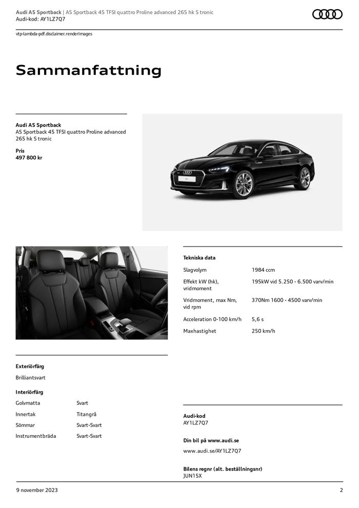 Audi-katalog | Audi A5 Sportback | 2023-11-09 - 2024-11-09