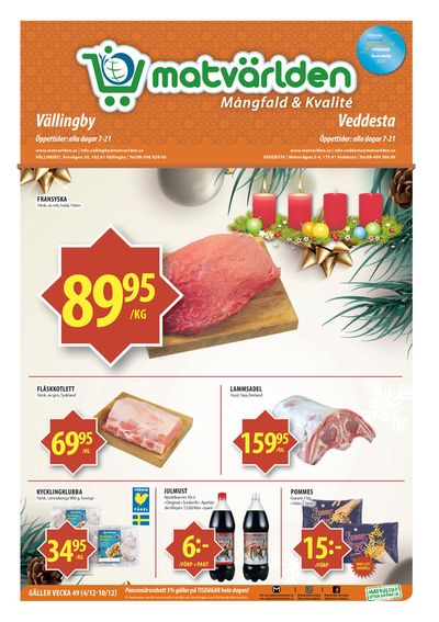 Matvärlden-katalog | Veckans erbjudanden Veddesta & Vällingby! | 2023-12-06 - 2023-12-12