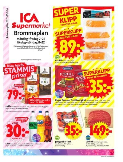 Erbjudanden av Matbutiker i Bromma | ICA Supermarket Erbjudanden de ICA Supermarket | 2024-02-19 - 2024-02-25