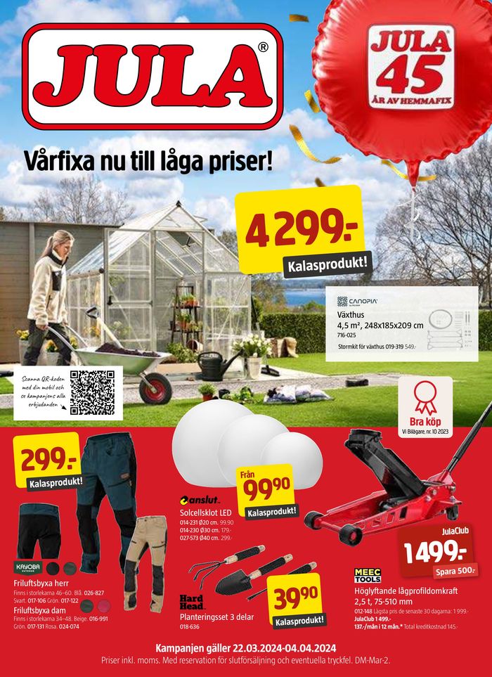 Jula-katalog i Västerås | Jula reklamblad | 2024-03-22 - 2024-04-05