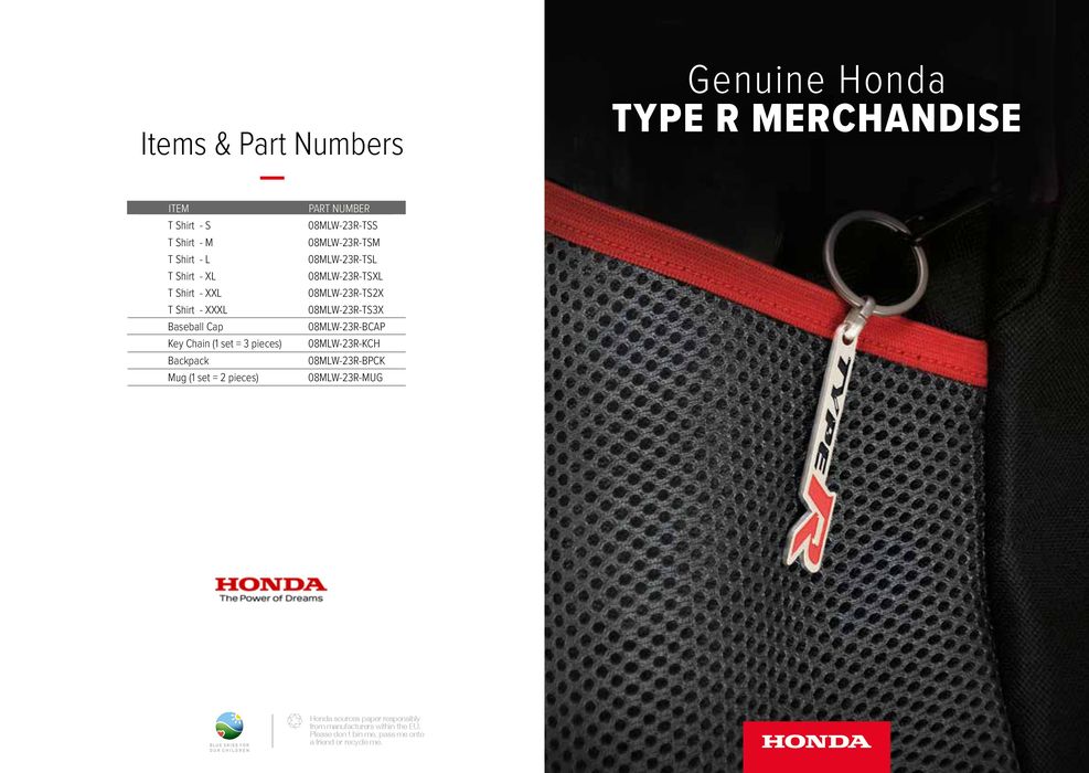 Honda-katalog i Hässleholm | Honda Type-R Merchandise | 2024-03-23 - 2025-03-23