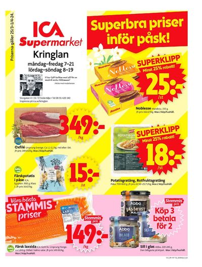 Erbjudanden av Matbutiker i Södertälje | ICA Supermarket Erbjudanden de ICA Supermarket | 2024-03-25 - 2024-03-31
