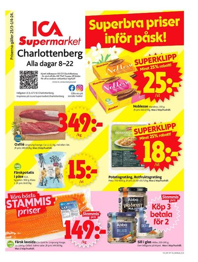 Erbjudanden av Matbutiker i Charlottenberg | ICA Supermarket Erbjudanden de ICA Supermarket | 2024-03-25 - 2024-03-31