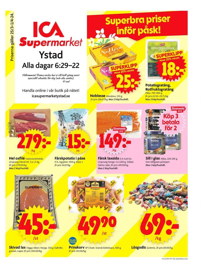 ICA Supermarket-katalog i Ystad | ICA Supermarket Erbjudanden | 2024-03-25 - 2024-03-31