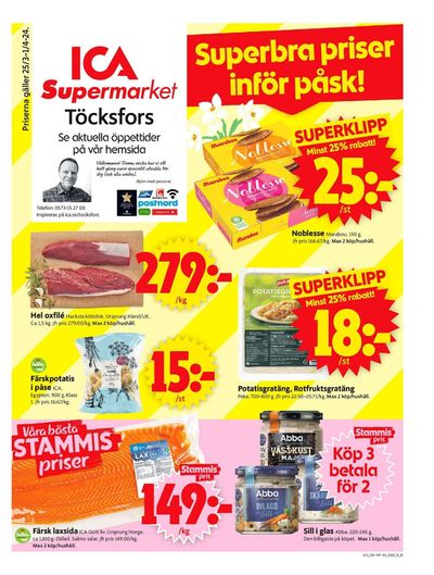 Erbjudanden av Matbutiker i Töcksfors | ICA Supermarket Erbjudanden de ICA Supermarket | 2024-03-25 - 2024-03-31