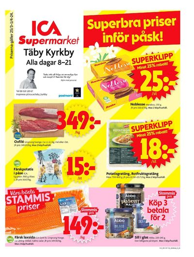 Erbjudanden av Matbutiker i Vallentuna | ICA Supermarket Erbjudanden de ICA Supermarket | 2024-03-25 - 2024-03-31