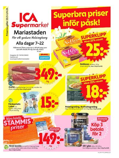 Erbjudanden av Matbutiker i Ödåkra | ICA Supermarket Erbjudanden de ICA Supermarket | 2024-03-25 - 2024-03-31