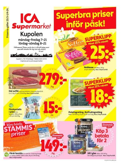 ICA Supermarket-katalog i Borlänge | ICA Supermarket Erbjudanden | 2024-03-25 - 2024-03-31