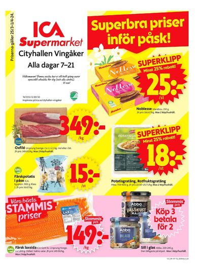 Erbjudanden av Matbutiker i Vingåker | ICA Supermarket Erbjudanden de ICA Supermarket | 2024-03-25 - 2024-03-31