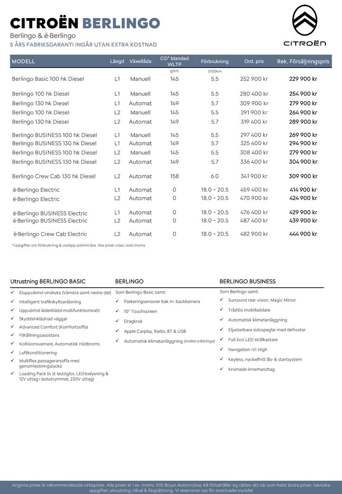 Citroën-katalog i Huddinge | Citroën NYA BERLINGO &amp; ë-BERLINGO TRANSPORTBIL | 2024-03-29 - 2025-03-29