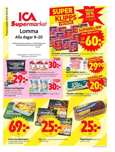 Erbjudanden av Matbutiker i Burlöv | ICA Supermarket Erbjudanden de ICA Supermarket | 2024-04-15 - 2024-04-21