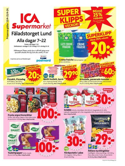 ICA Supermarket-katalog i Lund (Skåne) | ICA Supermarket Erbjudanden | 2024-04-15 - 2024-04-21