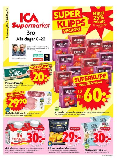 Erbjudanden av Matbutiker i Upplands-Bro | ICA Supermarket Erbjudanden de ICA Supermarket | 2024-04-15 - 2024-04-21