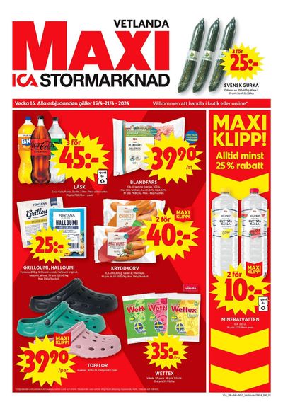 Erbjudanden av Matbutiker i Vetlanda | ICA Maxi Erbjudanden de ICA Maxi | 2024-04-15 - 2024-04-21