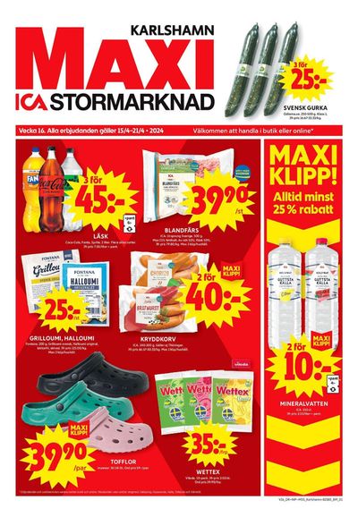 Erbjudanden av Matbutiker i Karlshamn | ICA Maxi Erbjudanden de ICA Maxi | 2024-04-15 - 2024-04-21