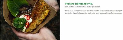 Erbjudanden av Matbutiker i Göteborg | Veckans erbjudande v15. 20% på hela sortimentet av Bärtas produkter. de Fram | 2024-04-18 - 2024-04-30