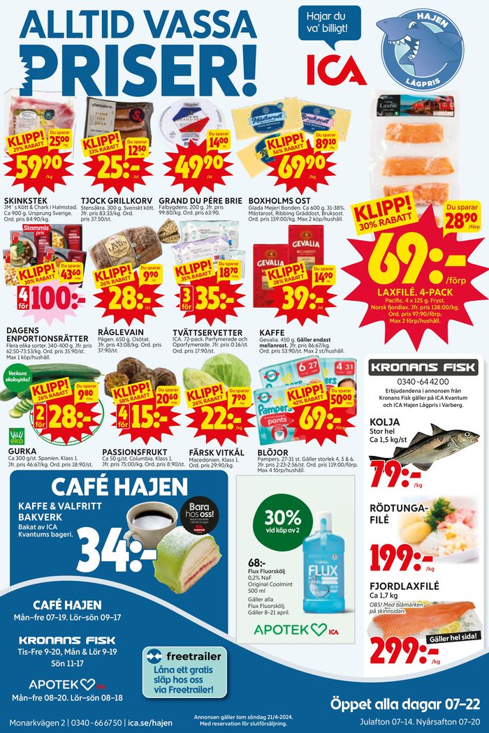 ICA Hajen Lågpris-katalog i Varberg | ICA Hajen Lågpris reklamblad | 2024-04-20 - 2024-05-04