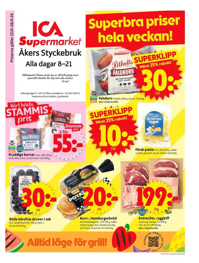 ICA Supermarket-katalog i Åkers styckebruk | ICA Supermarket Erbjudanden | 2024-04-22 - 2024-04-28