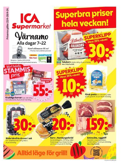 ICA Supermarket-katalog i Värnamo | ICA Supermarket Erbjudanden | 2024-04-22 - 2024-04-28