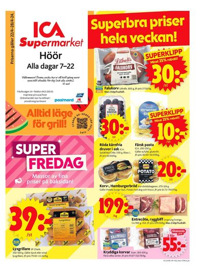Erbjudanden av Matbutiker i Höör | ICA Supermarket Erbjudanden de ICA Supermarket | 2024-04-22 - 2024-04-28