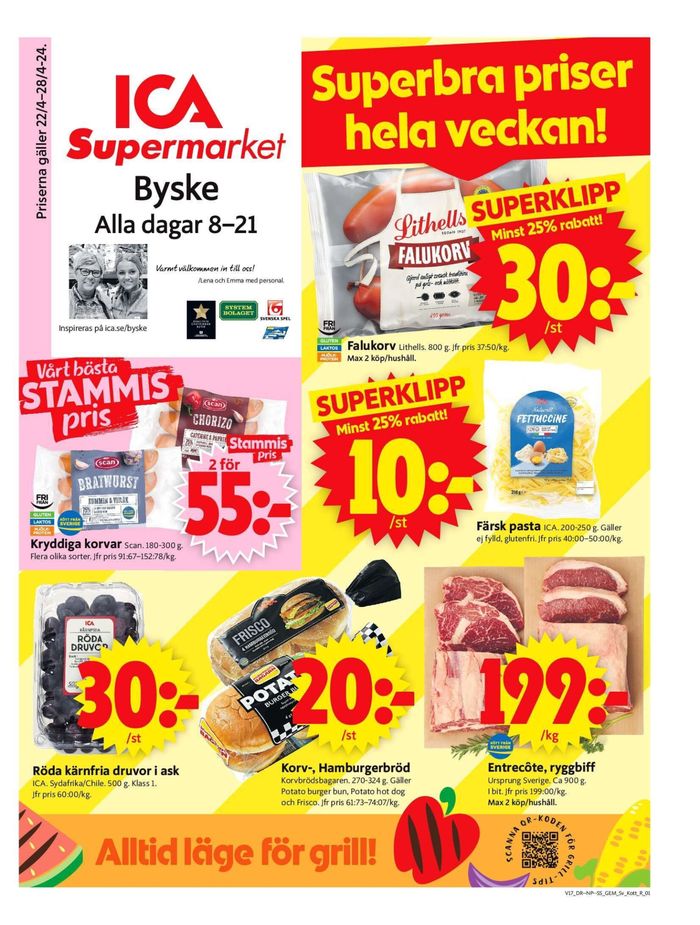 ICA Supermarket-katalog i Byske | ICA Supermarket Erbjudanden | 2024-04-22 - 2024-04-28