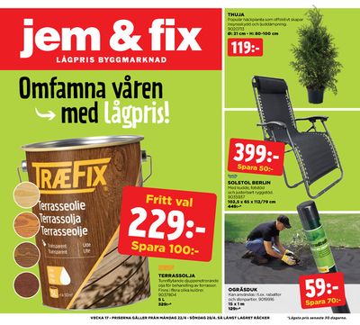 Erbjudanden av Bygg och Trädgård i Karlskrona | Jem&Fix reklamblad de Jem&Fix | 2024-04-21 - 2024-04-28