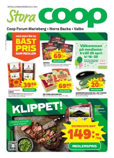 Erbjudanden av Matbutiker i Valbo | Stora Coop Erbjudanden de Stora Coop | 2024-04-22 - 2024-04-28