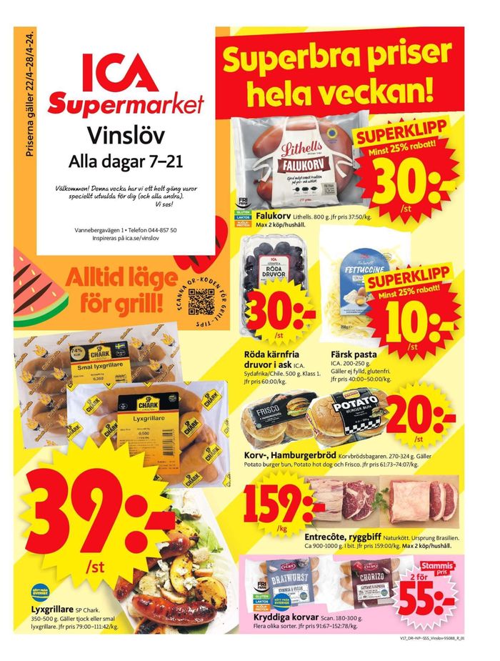 ICA Supermarket-katalog i Vinslöv | ICA Supermarket Erbjudanden | 2024-04-22 - 2024-04-28