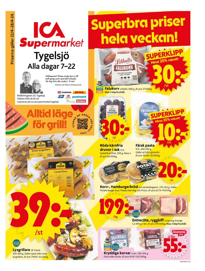 ICA Supermarket-katalog i Tygelsjö | ICA Supermarket Erbjudanden | 2024-04-22 - 2024-04-28