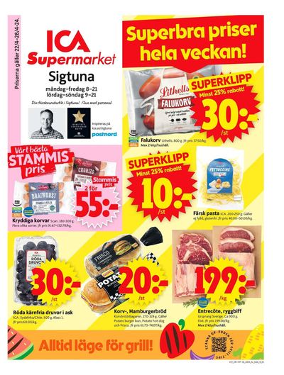 ICA Supermarket-katalog i Sigtuna | ICA Supermarket Erbjudanden | 2024-04-22 - 2024-04-28