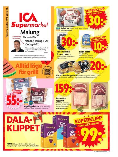 Erbjudanden av Matbutiker i Malung | ICA Supermarket Erbjudanden de ICA Supermarket | 2024-04-22 - 2024-04-28