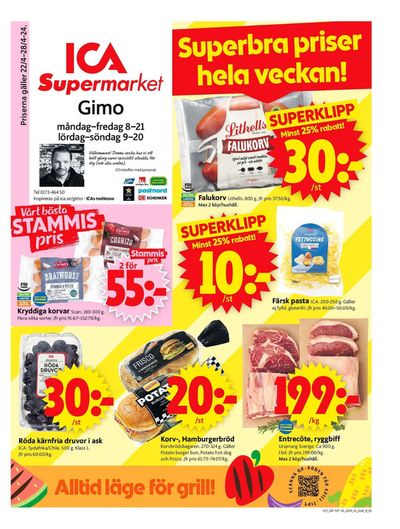 Erbjudanden av Matbutiker i Östhammar | ICA Supermarket Erbjudanden de ICA Supermarket | 2024-04-22 - 2024-04-28