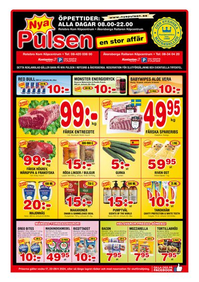 Erbjudanden av Matbutiker i Österåker (Stockholm) | Nya Pulsen reklambad de Nya Pulsen | 2024-04-23 - 2024-05-07