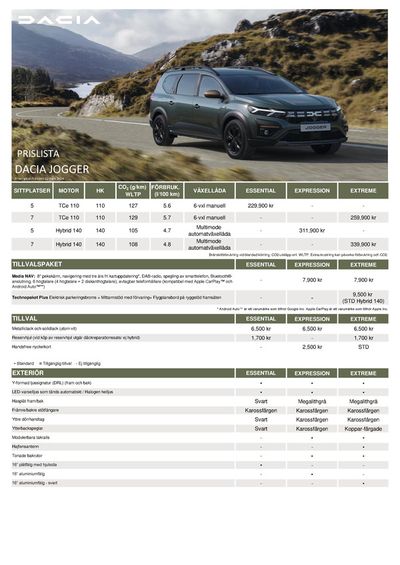 Dacia-katalog i Göteborg | Dacia Jogger - Prislista | 2024-04-24 - 2024-05-08