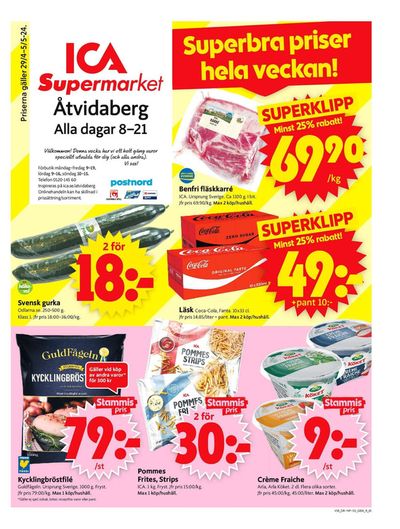 Erbjudanden av Matbutiker i Åtvidaberg | ICA Supermarket Erbjudanden de ICA Supermarket | 2024-04-29 - 2024-05-05