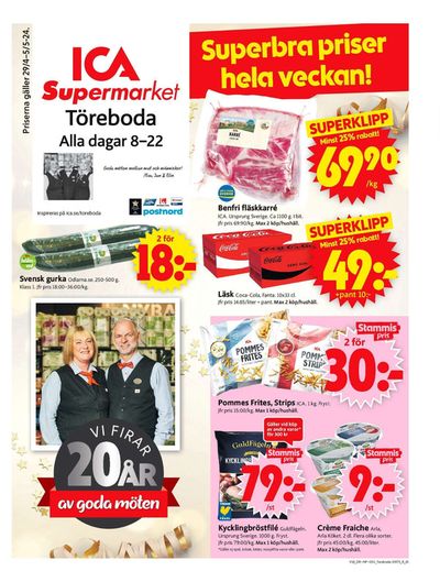 Erbjudanden av Matbutiker i Töreboda | ICA Supermarket Erbjudanden de ICA Supermarket | 2024-04-29 - 2024-05-05