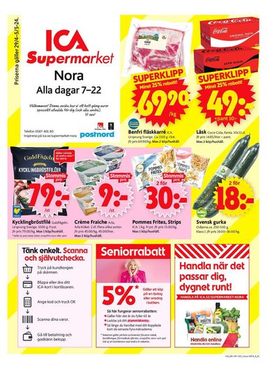 Erbjudanden av Matbutiker i Nora | ICA Supermarket Erbjudanden de ICA Supermarket | 2024-04-29 - 2024-05-05