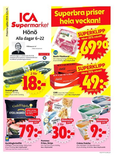 Erbjudanden av Matbutiker i Hönö | ICA Supermarket Erbjudanden de ICA Supermarket | 2024-04-29 - 2024-05-05
