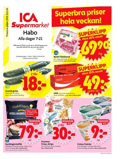 Erbjudanden av Matbutiker i Håbo | ICA Supermarket Erbjudanden de ICA Supermarket | 2024-04-29 - 2024-05-05