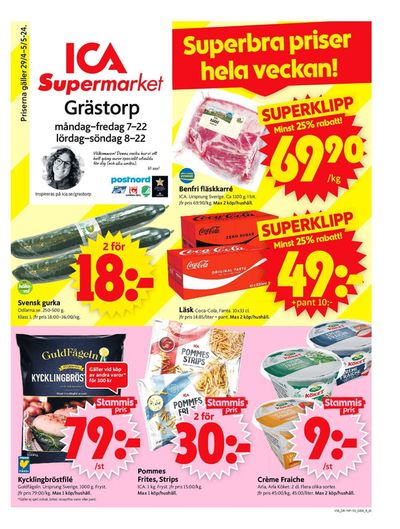Erbjudanden av Matbutiker i Grästorp | ICA Supermarket Erbjudanden de ICA Supermarket | 2024-04-29 - 2024-05-05