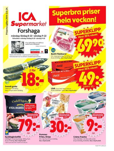Erbjudanden av Matbutiker i Forshaga | ICA Supermarket Erbjudanden de ICA Supermarket | 2024-04-29 - 2024-05-05