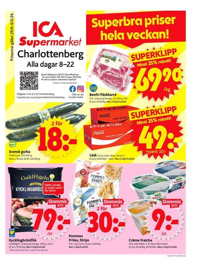 Erbjudanden av Matbutiker i Charlottenberg | ICA Supermarket Erbjudanden de ICA Supermarket | 2024-04-29 - 2024-05-05