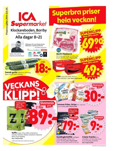 Erbjudanden av Matbutiker i Tomelilla | ICA Supermarket Erbjudanden de ICA Supermarket | 2024-04-29 - 2024-05-05