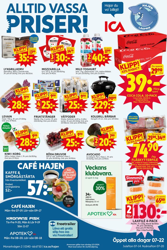 ICA Hajen Lågpris-katalog i Varberg | ICA Hajen Lågpris reklamblad | 2024-04-29 - 2024-05-13