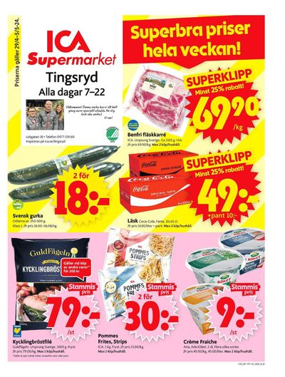 Erbjudanden av Matbutiker i Tingsryd | ICA Supermarket Erbjudanden de ICA Supermarket | 2024-04-29 - 2024-05-05