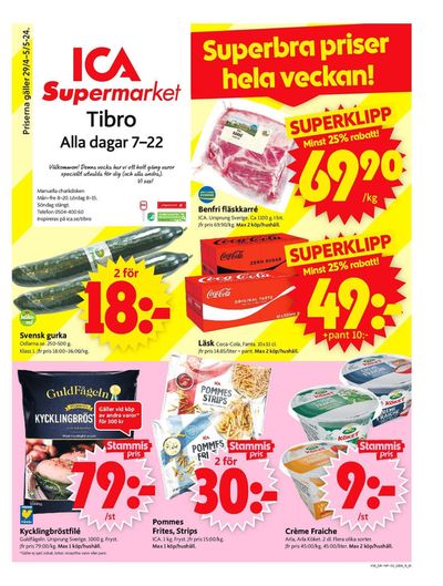 Erbjudanden av Matbutiker i Tibro | ICA Supermarket Erbjudanden de ICA Supermarket | 2024-04-29 - 2024-05-05