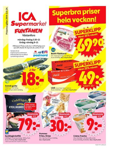 Erbjudanden av Matbutiker i Fagersta | ICA Supermarket Erbjudanden de ICA Supermarket | 2024-04-29 - 2024-05-05