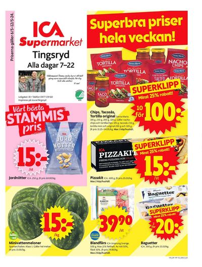 Erbjudanden av Matbutiker i Tingsryd | ICA Supermarket Erbjudanden de ICA Supermarket | 2024-05-06 - 2024-05-12