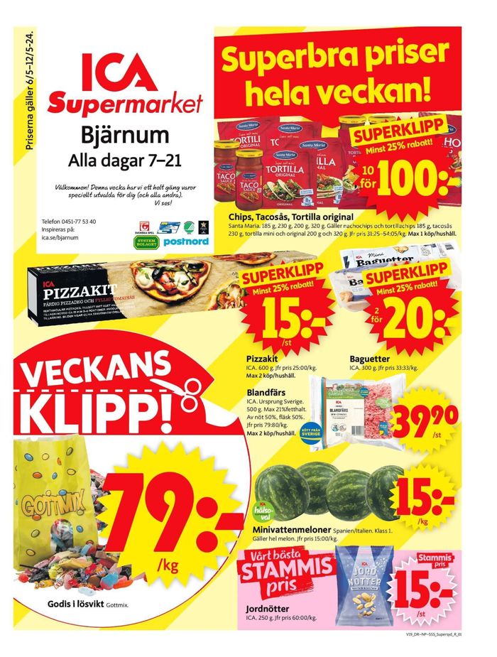 ICA Supermarket-katalog i Bjärnum | ICA Supermarket Erbjudanden | 2024-05-06 - 2024-05-12